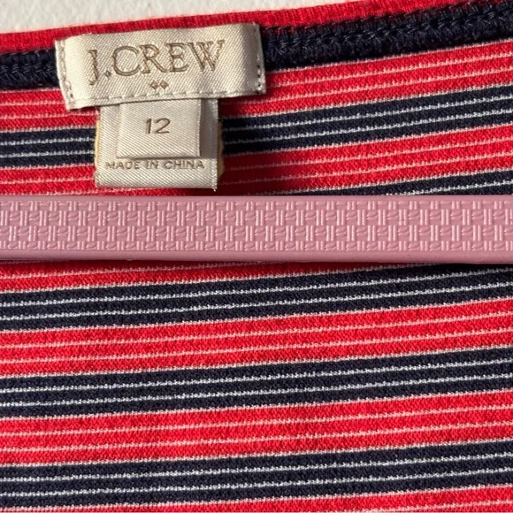 J.Crew Red & black Striped Fit and Flare Dress Size 12 | Short Sleeve Casual - Picture 3 of 7